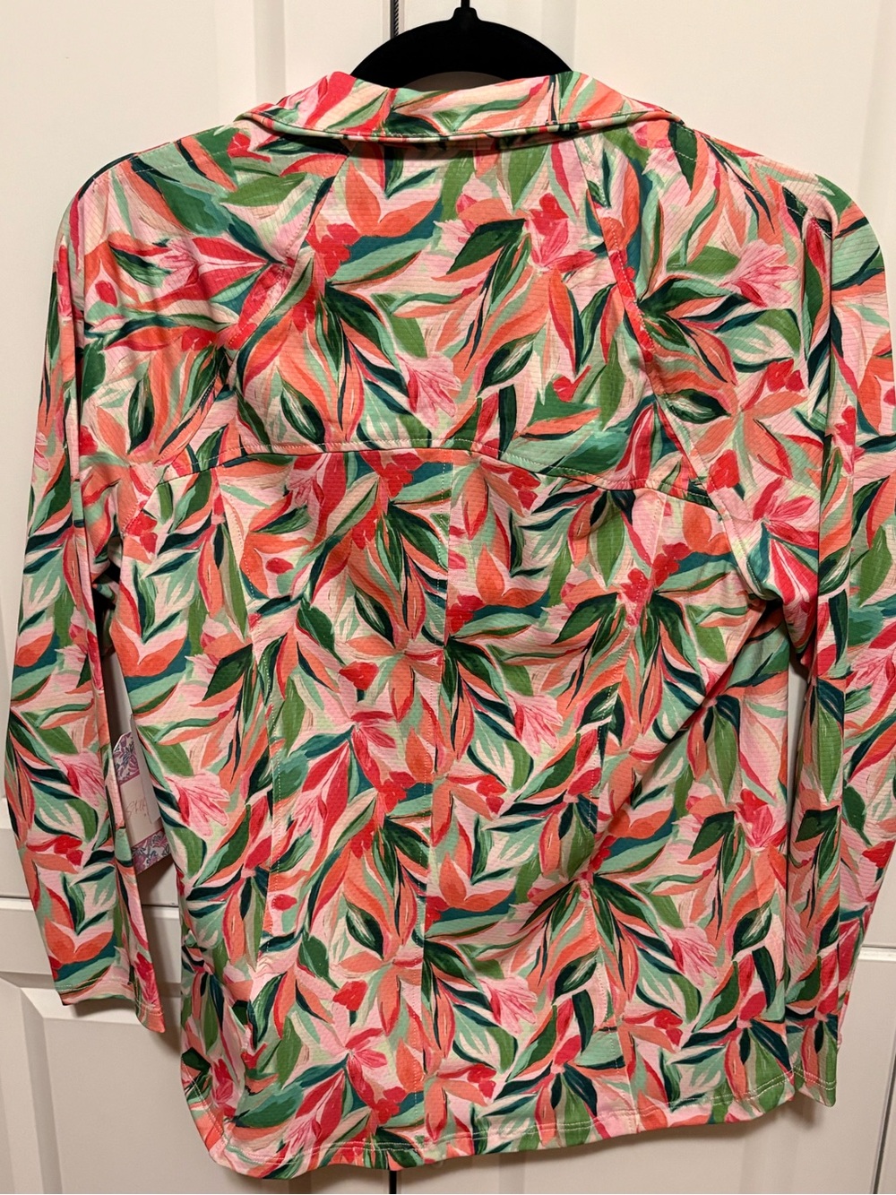 Stella Parker Women’s Floral UPF 50 Half Zip in Coral & Green - Picture 4 of 7